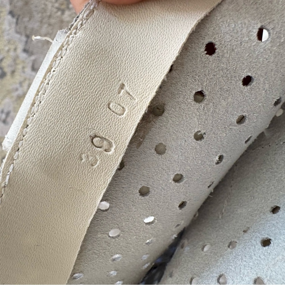 White Perforated Leather Western Boots Stacked Heel - Picture 9 of 16